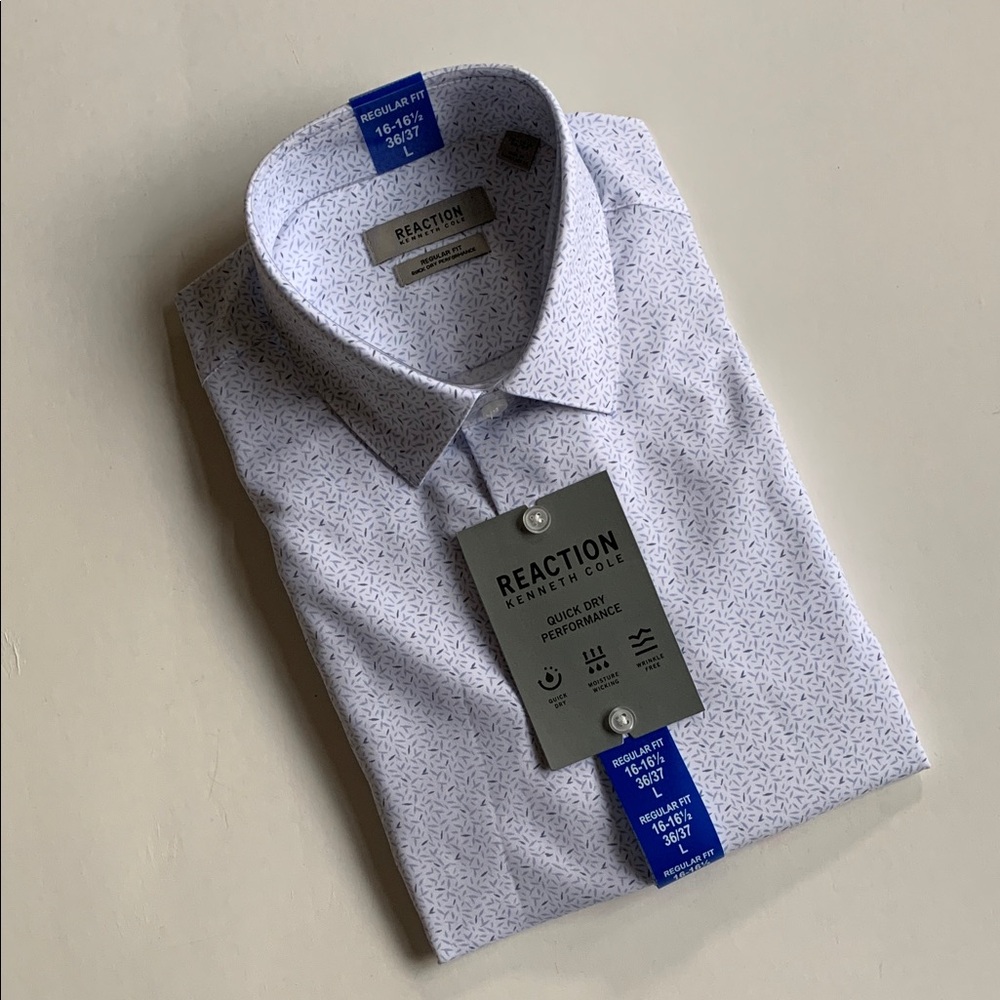NWT REACTION KENNETH COLE Dress Shirt Quick Dry Performance, Wrinkle-Free
